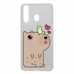 Чехол для Samsung A60 Капибара с цыпленком - PrintSalon