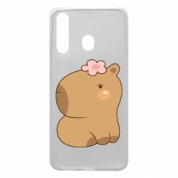 Чохол для Samsung A60 Капібара з квіткою - PrintSalon