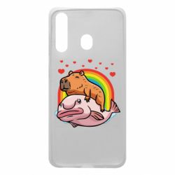 Чехол для Samsung A60 Капибара на рыбе - PrintSalon