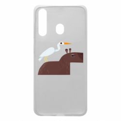 Чехол для Samsung A60 Капибара с цаплей - PrintSalon