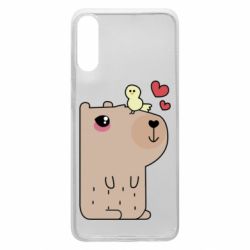 Чехол для Samsung A70 Капибара с цыпленком - PrintSalon