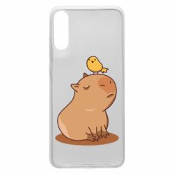 Чехол для Samsung A70 Капибара с птичкой - PrintSalon