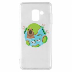 Чехол для Samsung A8 2018 Капибара в воде - PrintSalon