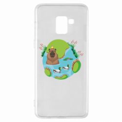 Чехол для Samsung A8+ 2018 Капибара в воде - PrintSalon