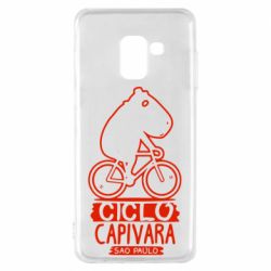 Чехол для Samsung A8 2018 Капибара на велосипеде - PrintSalon