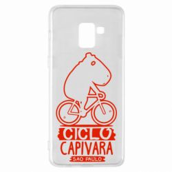 Чехол для Samsung A8+ 2018 Капибара на велосипеде