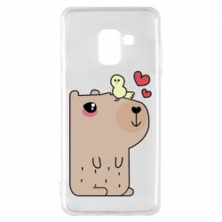 Чехол для Samsung A8 2018 Капибара с цыпленком - PrintSalon
