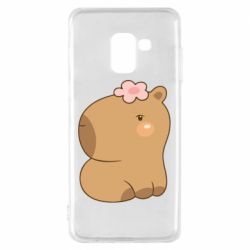Чохол для Samsung A8 2018 Капібара з квіткою - PrintSalon