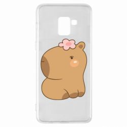 Чехол для Samsung A8+ 2018 Капибара с цветком