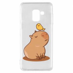 Чехол для Samsung A8 2018 Капибара с птичкой