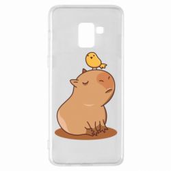 Чехол для Samsung A8+ 2018 Капибара с птичкой