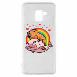 Чехол для Samsung A8+ 2018 Капибара на рыбе - PrintSalon