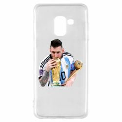 Чехол для Samsung A8 2018 Месси целует кубок - PrintSalon