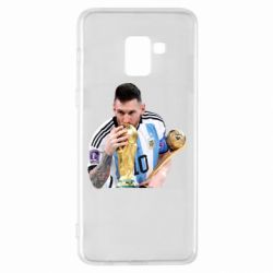 Чехол для Samsung A8+ 2018 Месси целует кубок