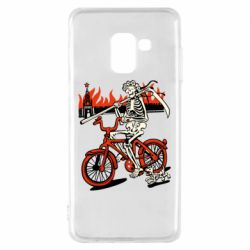 Чехол для Samsung A8 2018 Смерть с косой в винке! Горящий кремль