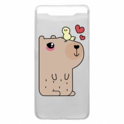 Чехол для Samsung A80 Капибара с цыпленком - PrintSalon