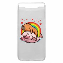 Чехол для Samsung A80 Капибара на рыбе - PrintSalon