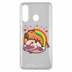Чехол для Samsung M40 Капибара на рыбе - PrintSalon