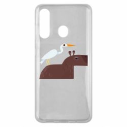 Чехол для Samsung M40 Капибара с цаплей - PrintSalon