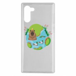 Чехол для Samsung Note 10 Капибара в воде - PrintSalon