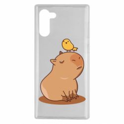 Чехол для Samsung Note 10 Капибара с птичкой - PrintSalon