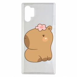 Чехол для Samsung Note 10 Plus Капибара с цветком