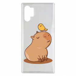 Чехол для Samsung Note 10 Plus Капибара с птичкой