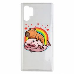 Чехол для Samsung Note 10 Plus Капибара на рыбе - PrintSalon