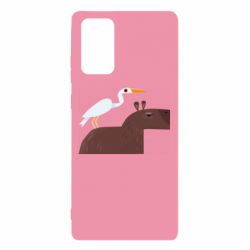 Чехол для Samsung Note 20 Капибара с цаплей - PrintSalon