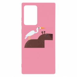 Чехол для Samsung Note 20 Ultra Капибара с цаплей - PrintSalon