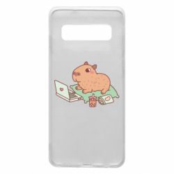 Чехол для Samsung S10 Capybara With Laptop - PrintSalon