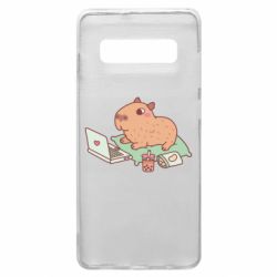 Чехол для Samsung S10+ Capybara With Laptop - PrintSalon
