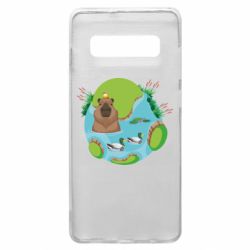 Чехол для Samsung S10+ Капибара в воде - PrintSalon