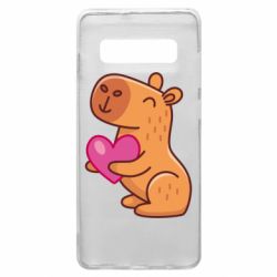Чехол для Samsung S10+ Капибара сердечко - PrintSalon