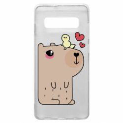 Чехол для Samsung S10+ Капибара с цыпленком - PrintSalon