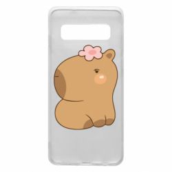 Чохол для Samsung S10 Капібара з квіткою - PrintSalon