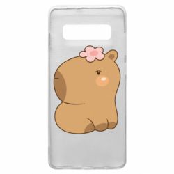 Чохол для Samsung S10+ Капібара з квіткою - PrintSalon