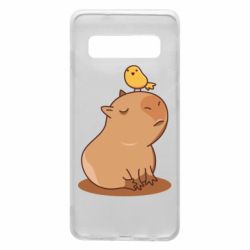 Чохол для Samsung S10 Капібара з пташкою