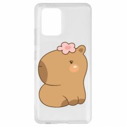 Чохол для Samsung S10 Lite Капібара з квіткою