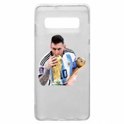 Чехол для Samsung S10+ Месси целует кубок - PrintSalon
