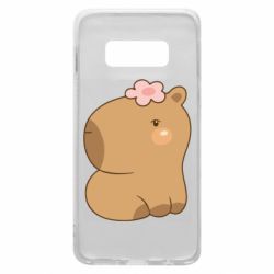 Чохол для Samsung S10e Капібара з квіткою - PrintSalon