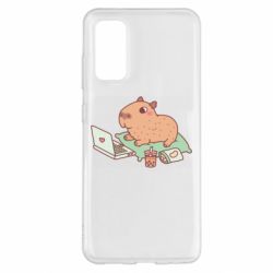 Чехол для Samsung S20 Capybara With Laptop - PrintSalon