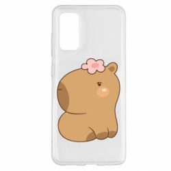 Чохол для Samsung S20 Капібара з квіткою