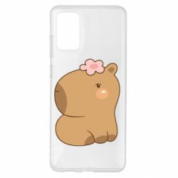 Чохол для Samsung S20+ Капібара з квіткою - PrintSalon