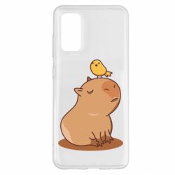 Чохол для Samsung S20 Капібара з пташкою