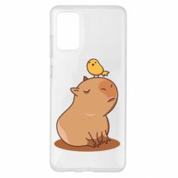 Чехол для Samsung S20+ Капибара с птичкой - PrintSalon
