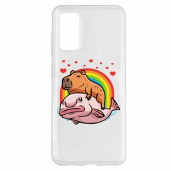 Чехол для Samsung S20 Капибара на рыбе - PrintSalon