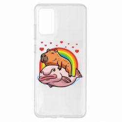 Чехол для Samsung S20+ Капибара на рыбе - PrintSalon