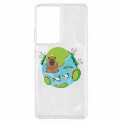 Чехол для Samsung S21 Ultra Капибара в воде - PrintSalon