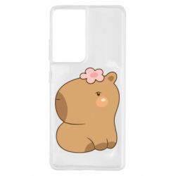 Чохол для Samsung S21 Ultra Капібара з квіткою - PrintSalon